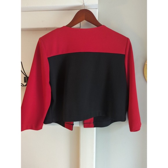 Vintage Danny & Nicole Women's 16P Red & Black Dress Suit Set Cropped Jacket - Picture 11 of 11